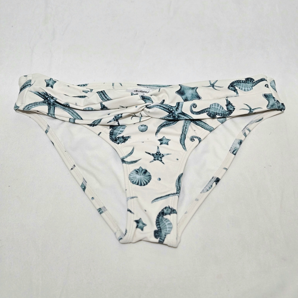 White and Blue Bikini Bottom AGUABENDITA Colombian Designer Size M